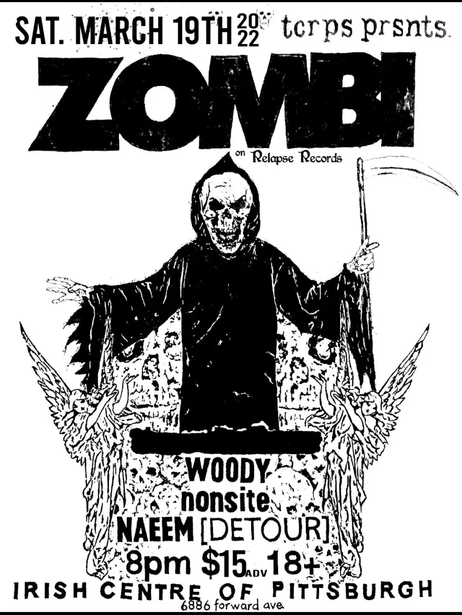 ZOMBI (relapse recs) w/ W00dy, nonsite, Naeem @ Irish center