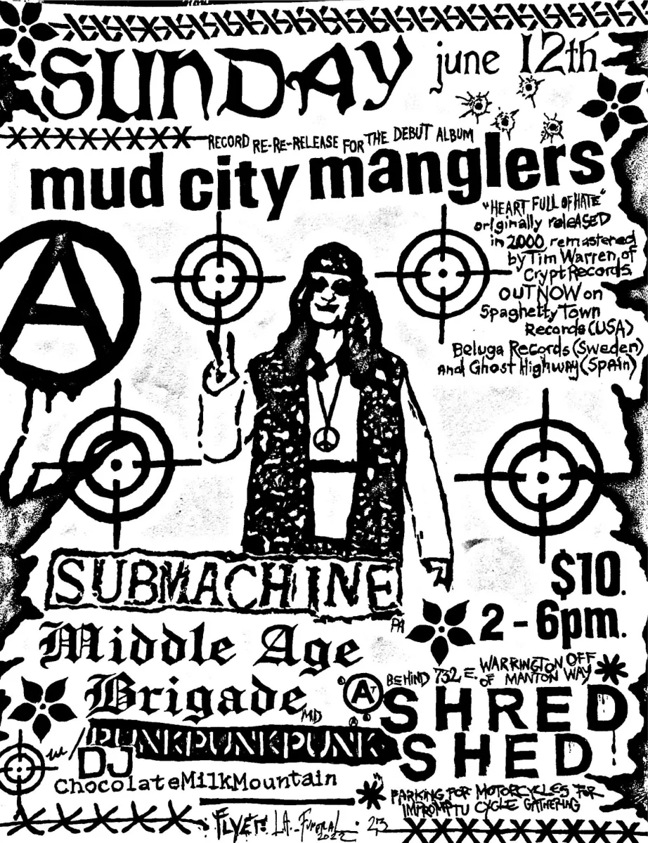 MUD CITY MANGLERS "Heart Full of Hate" LP re-release party @ Shred Shed