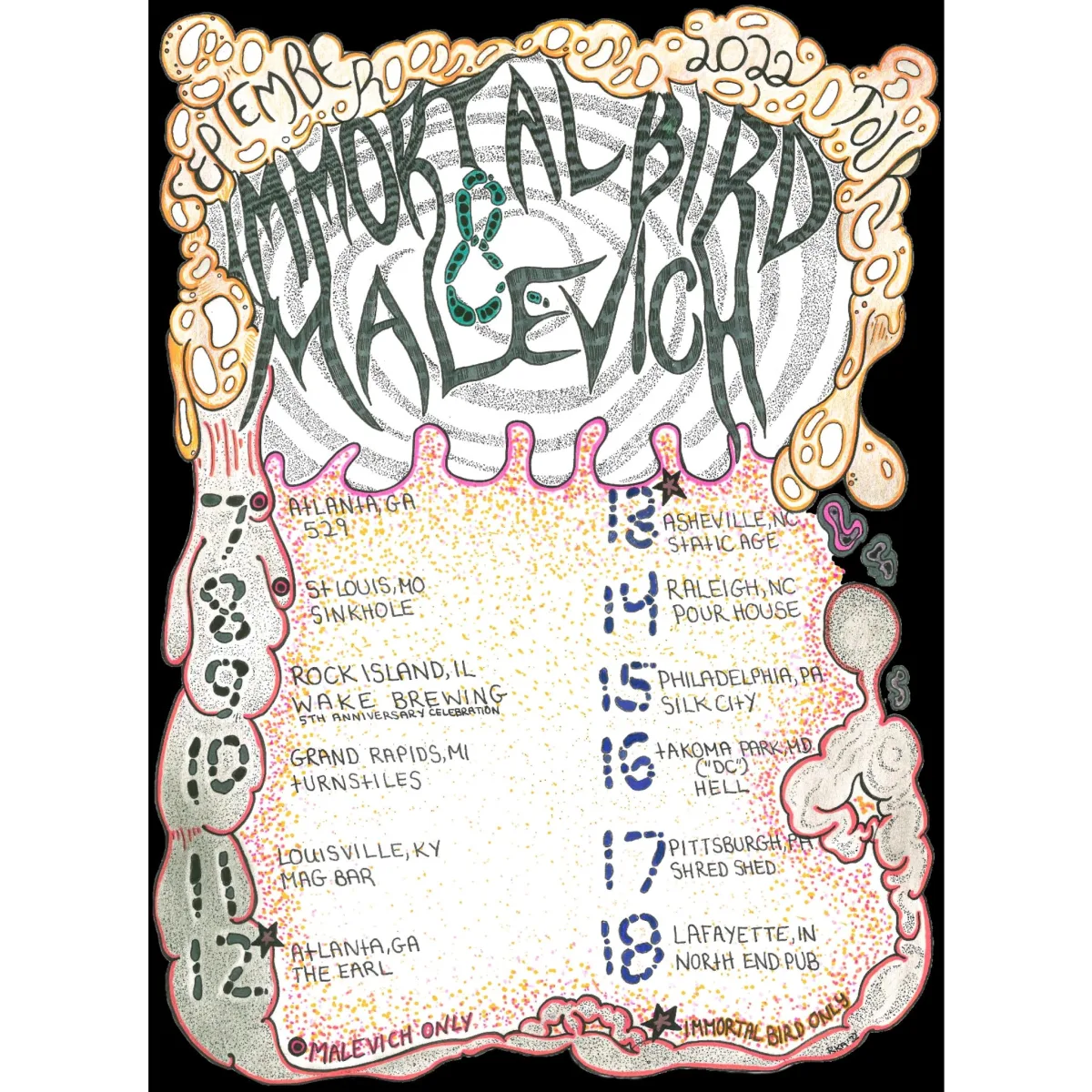 Immortal Bird/ Malevich/ Pyrithe/ Heavy Peasant @ Shred Shed