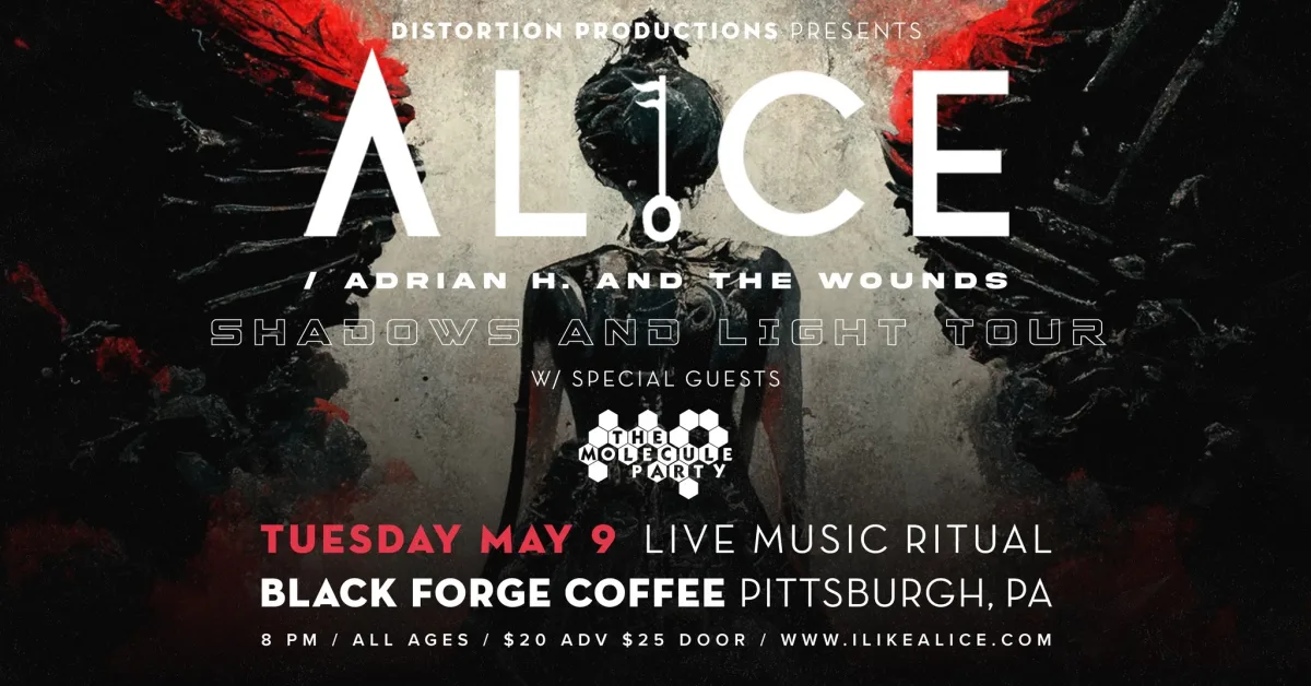 AL1CE Shadows and Light Tour w/ Adrian H. and the Wounds, The Molecule Party @ Black Forge Coffee (McKees Rocks)