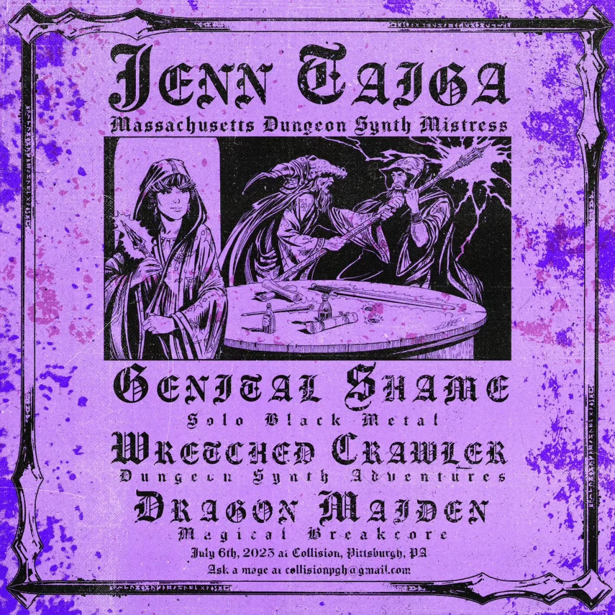 JENN TAIGA (Dungeon Synth from MA), Genital Shame, Wretched Crawler, Dragon Maiden @ Collision