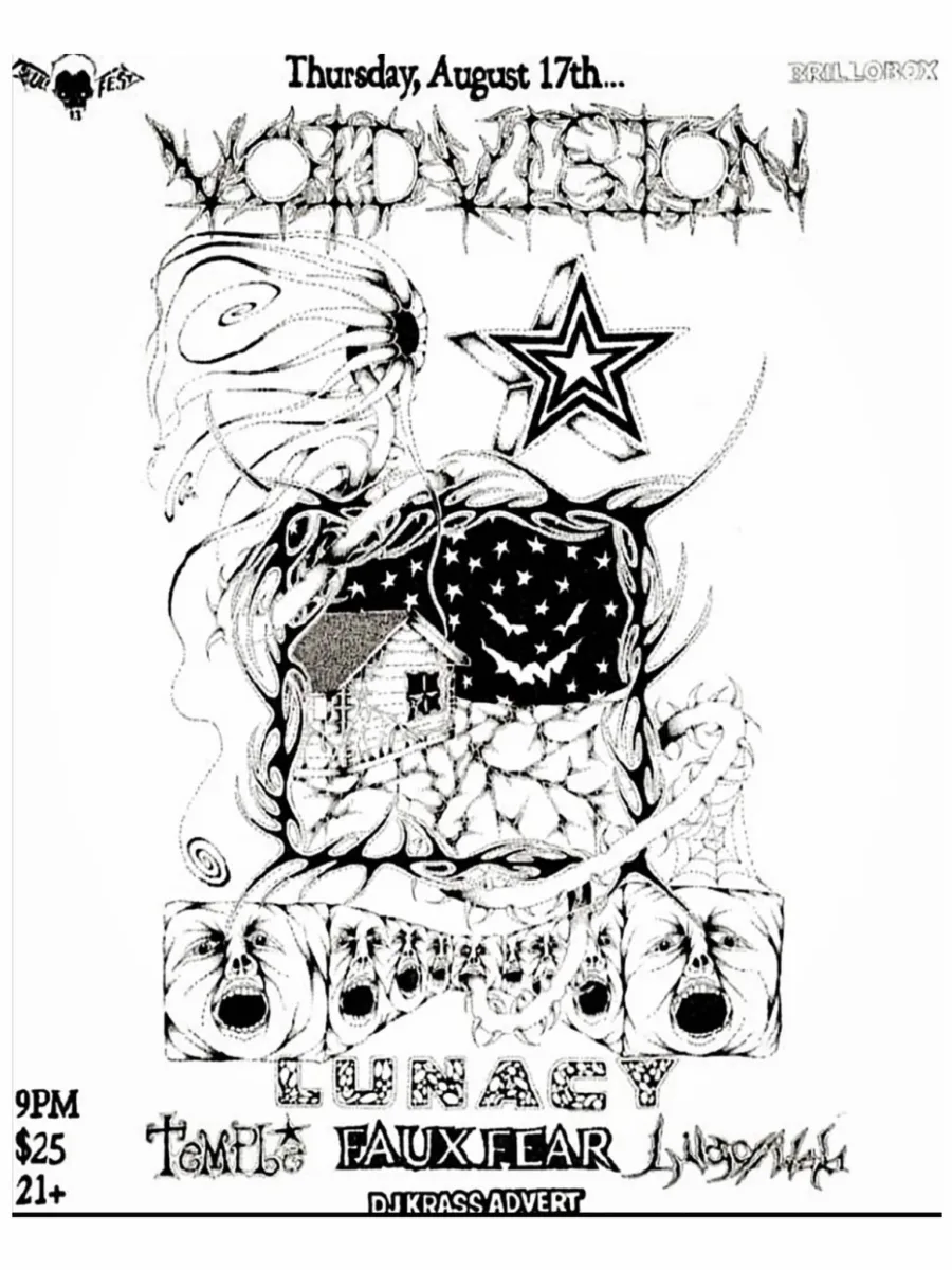 VOID VISION, Lunacy, Temple, Faux Fear, Lilac//Web, Krass Advert @ Brillobox