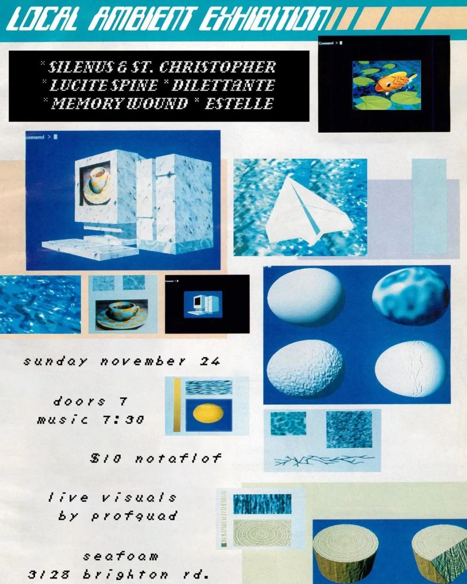 Silenus & St. Christopher, Lucite Spine, Dilettante, Memory Wound, Estelle @ Seafoam