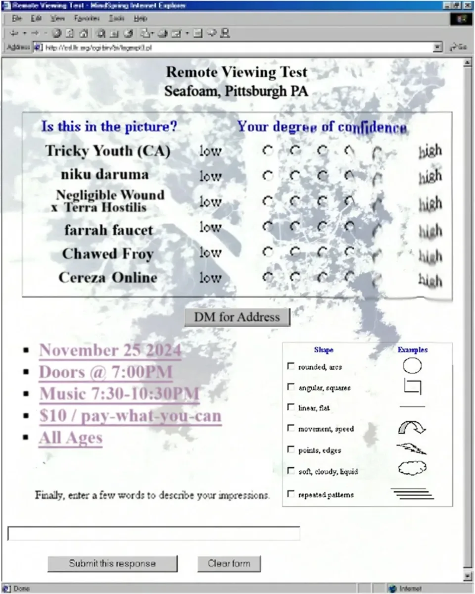 REMOTE VIEWING TEST @ Seafoam