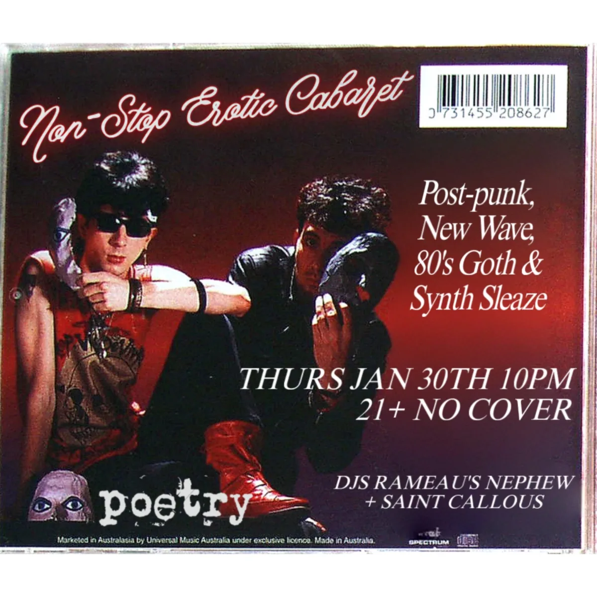 Non-Stop Erotic Cabaret w/ DJs Rameau’s Nephew & Saint Callous @ Poetry Lounge