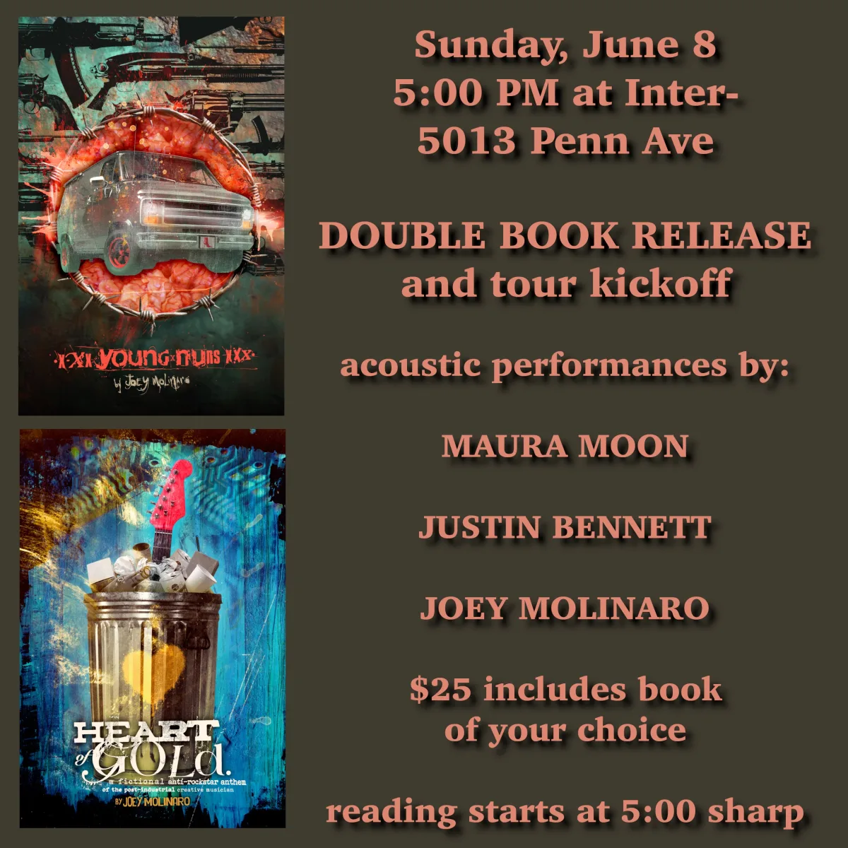 Double Book Release with Joey Molinaro, Justin Bennett, Maura Moon @ Inter
