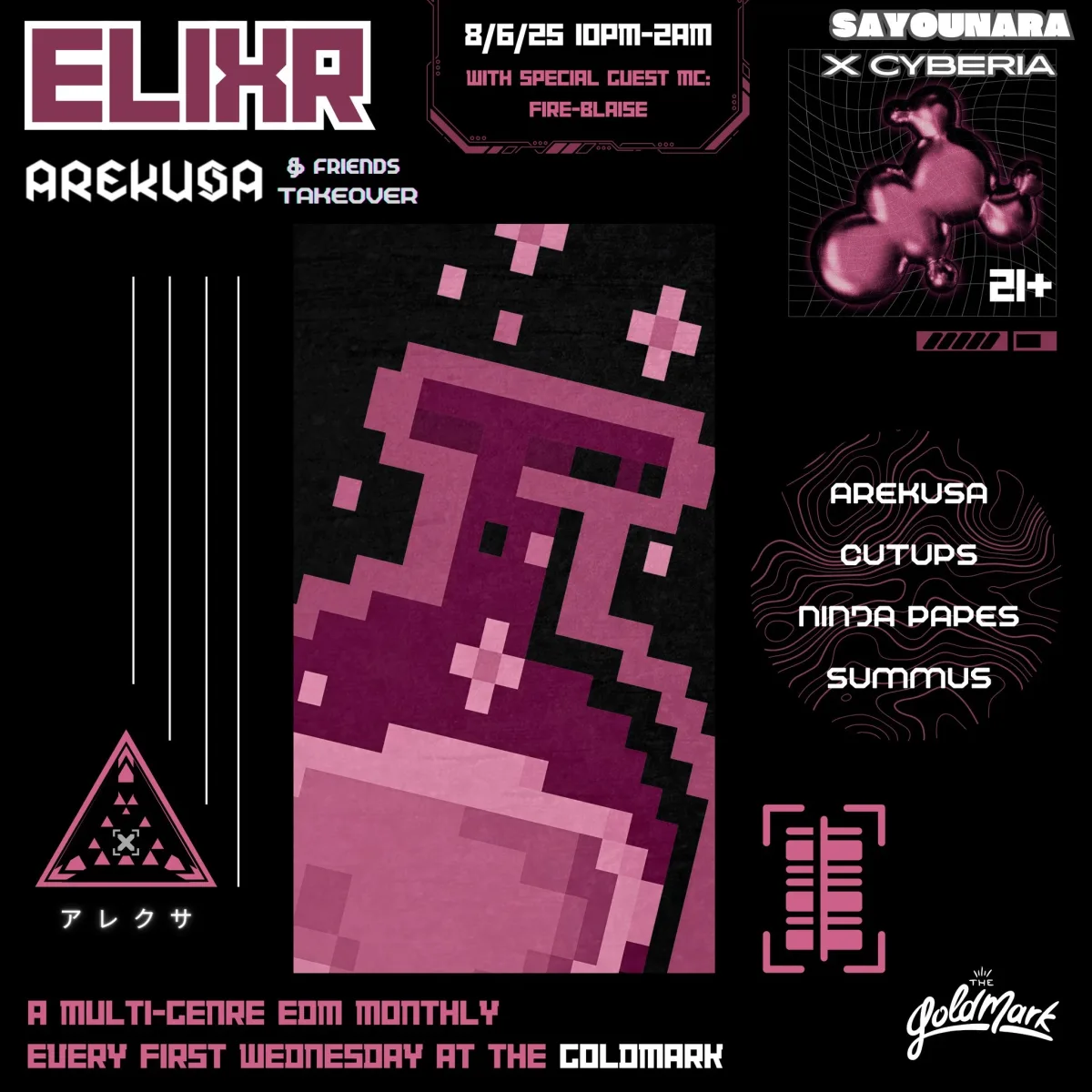 ELIXR AREKUSA & FRIENDS BIRTHDAY EDITION (FT. AREKUSA, CUTUPS, SUMMUS, NINJA PAPES, MC: FIRE-BLAISE) @ Goldmark