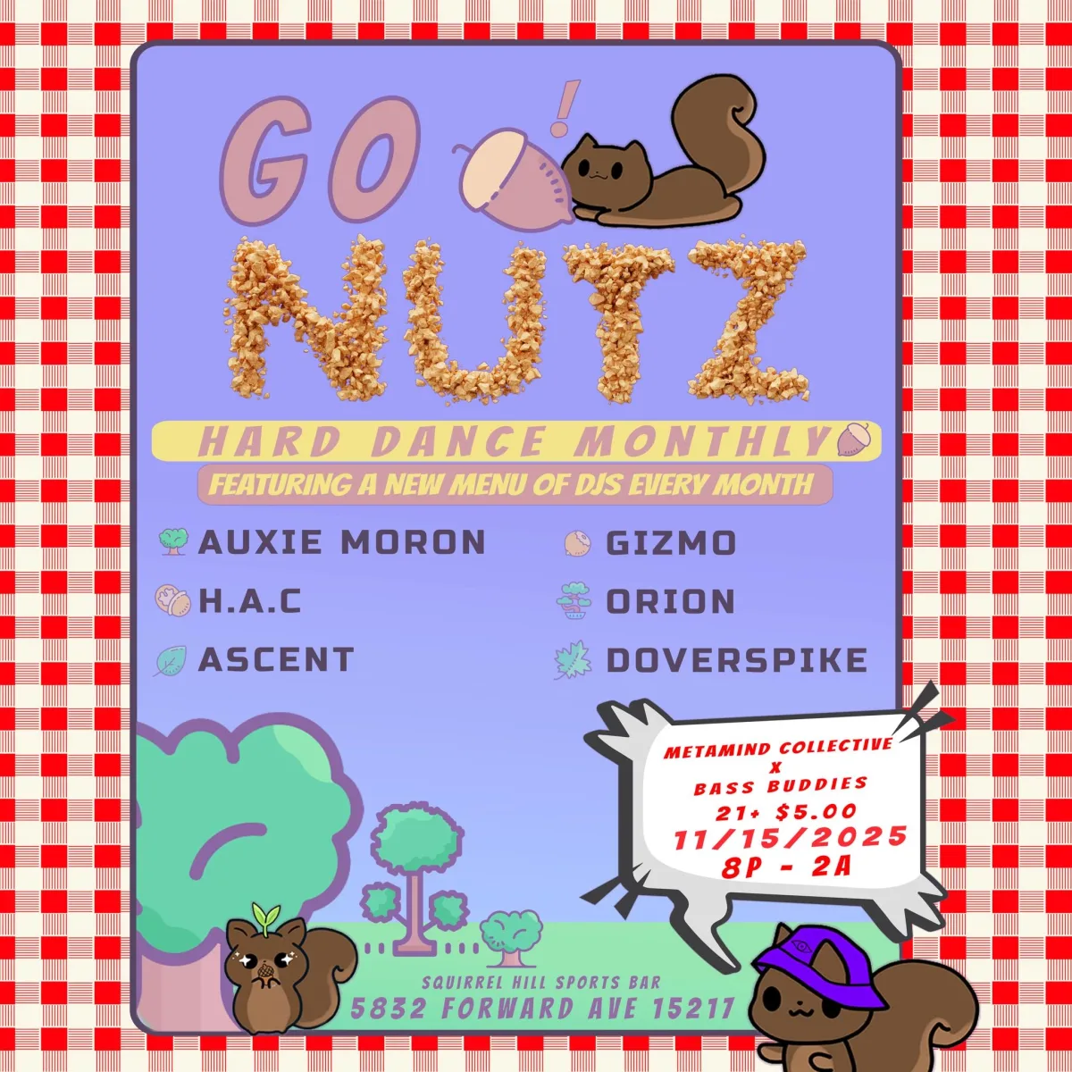 Go Nutz: Hard Dance Monthly @ Squirrel Hill Sports Bar