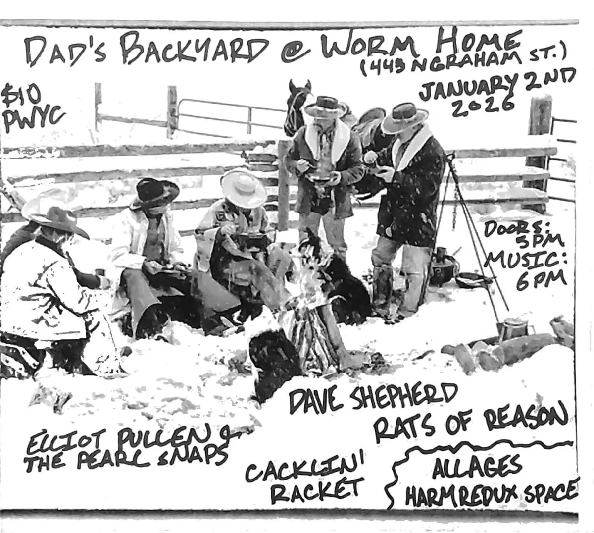 Dave Shepherd + Elliot Pullen and the Pearl Snaps + Rats of Reason + Cacklin' Racket @ Worm Home