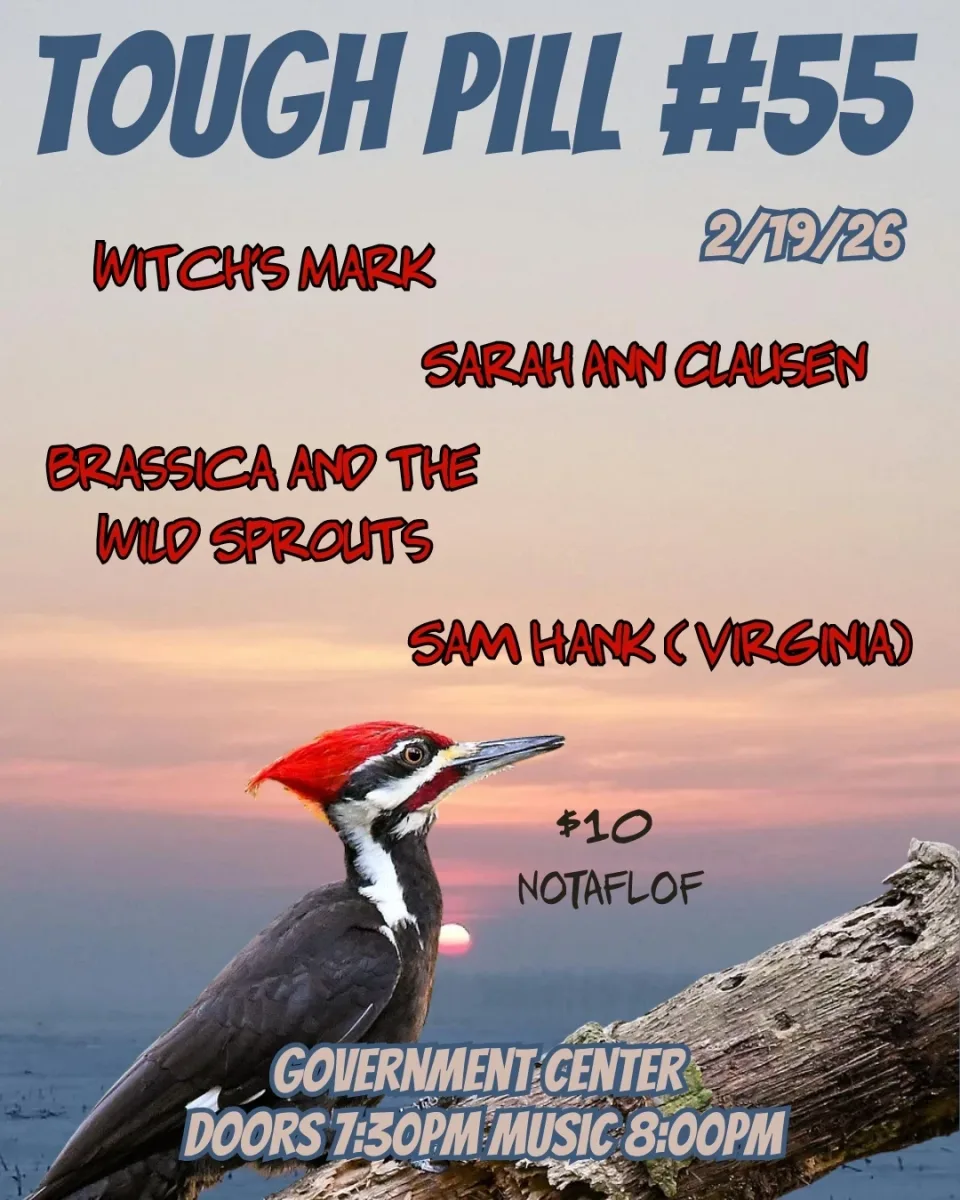 Tough Pill 57 : Sarah Ann Clausen (Chicago), Sam Hank (VA),  Witches Mark, Brassica and the Wild Sprouts @ The Government Center