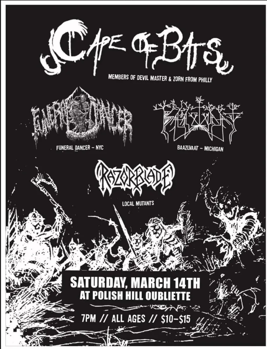 Cape of Bats with Funeral Dancer, Baazlvaat, and Razorblade @ Polish Hell Oubliette