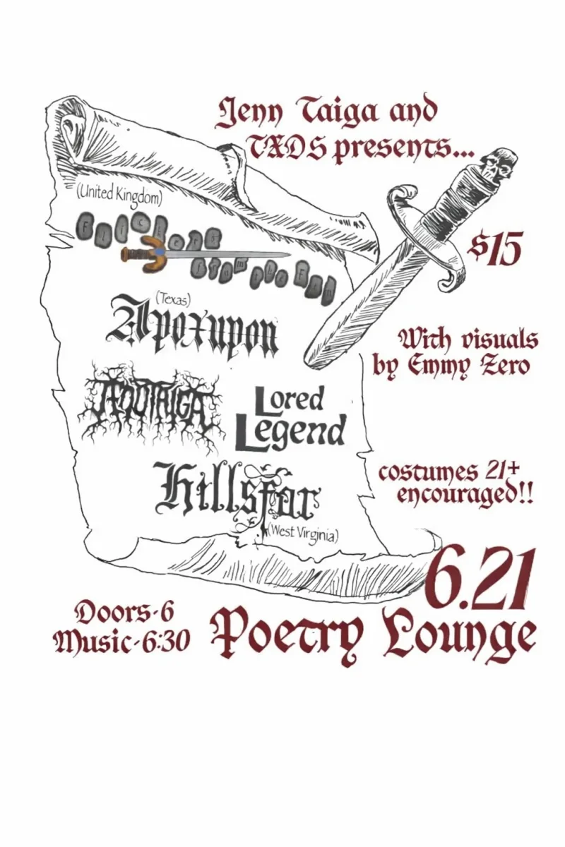 Flickers from the Fen // Apoxupon // Lored Legend // Jenn Taiga // Hillsfar @ Poetry Lounge