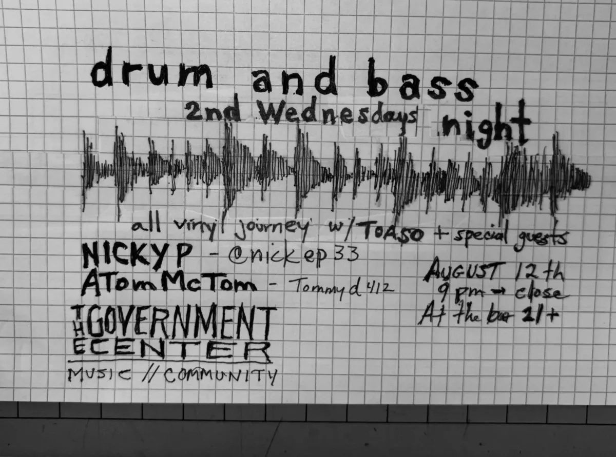 Drum and Bass 2nd Wednesdays w/ Nicky P, Atom McTom, Ctoaso @ The Government Center