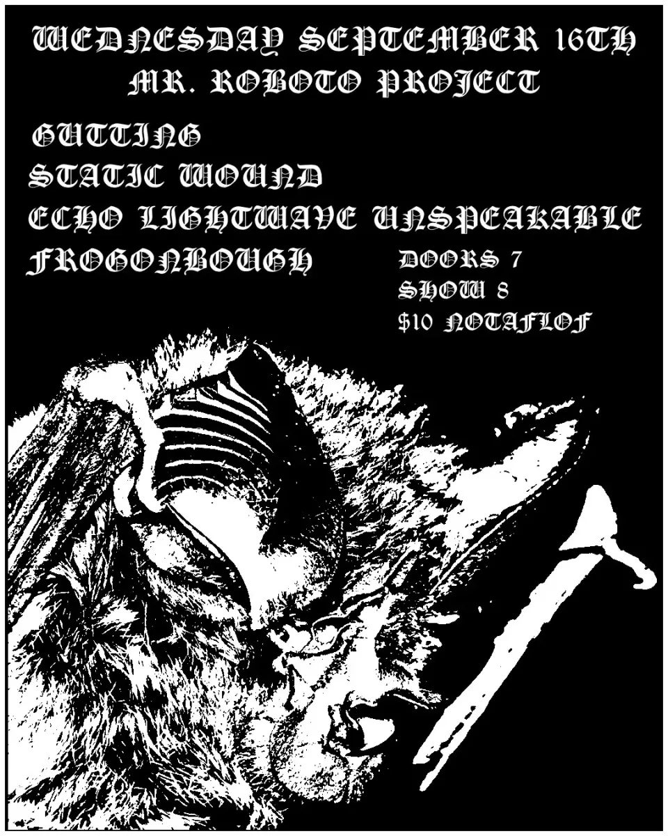 Static Wound / Gutting / Echo Lightwave Unspeakable / Frogonbough @ Roboto Project