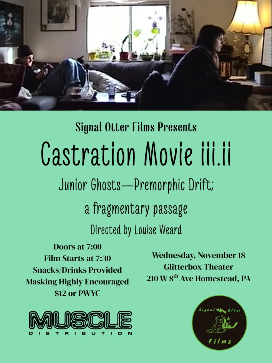 Castration Movie Chapter iii. ii. Junior Ghosts--Premorphic Drift; a fragmentary passage @ Glitter Box Theater (Homestead)